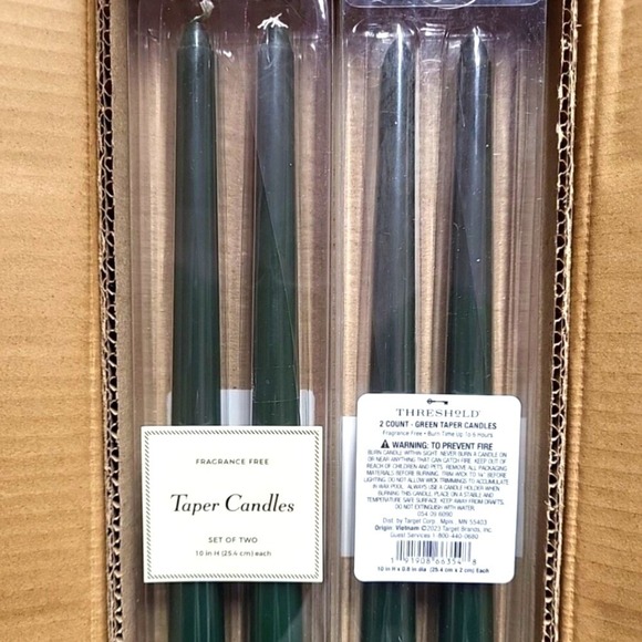 12 pcs, Threshold Unsented Green Taper Candles - Picture 1 of 2